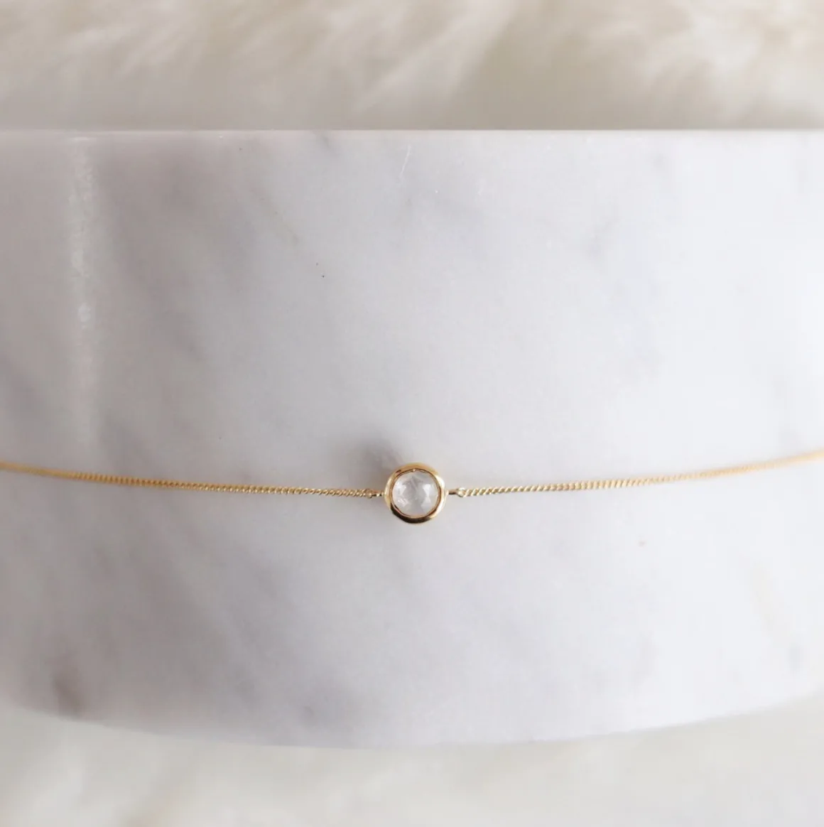 DAINTY LEGACY BRACELET - RAINBOW MOONSTONE & GOLD