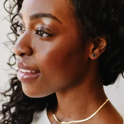 DAINTY LEGACY STUDS - BLACK ONYX & GOLD
