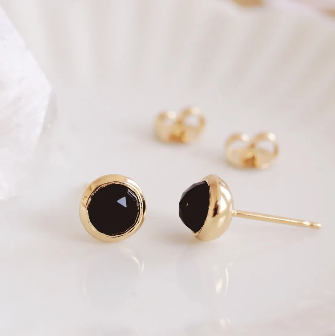 DAINTY LEGACY STUDS - BLACK ONYX & GOLD