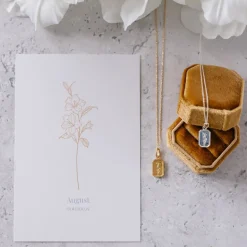 FRAICHE AUGUST BIRTH FLOWER NECKLACE - GLADIOLUS - GOLD