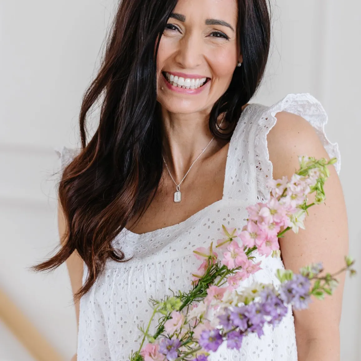 FRAICHE JULY BIRTH FLOWER NECKLACE - LARKSPUR - SILVER
