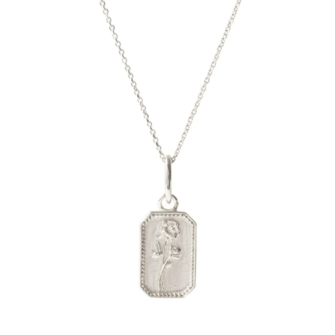 FRAICHE JUNE BIRTH FLOWER NECKLACE - ROSE - SILVER