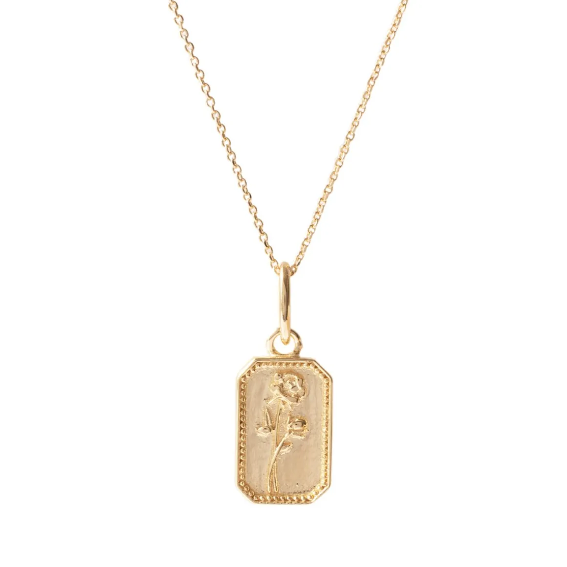 FRAICHE JUNE BIRTH FLOWER NECKLACE - ROSE - GOLD