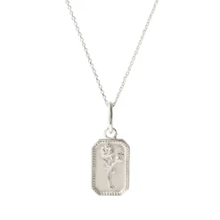 FRAICHE NOVEMBER BIRTH FLOWER NECKLACE - PEONY - SILVER