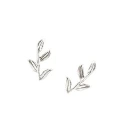 FRAICHE OLIVE LEAF STUDS - SILVER