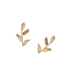 FRAICHE OLIVE LEAF STUDS - GOLD