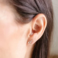 FRAICHE OLIVE LEAF STUDS - SILVER