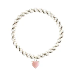 FRAICHE SWEETHEART STRETCH BRACELET – PINK OPAL & SILVER
