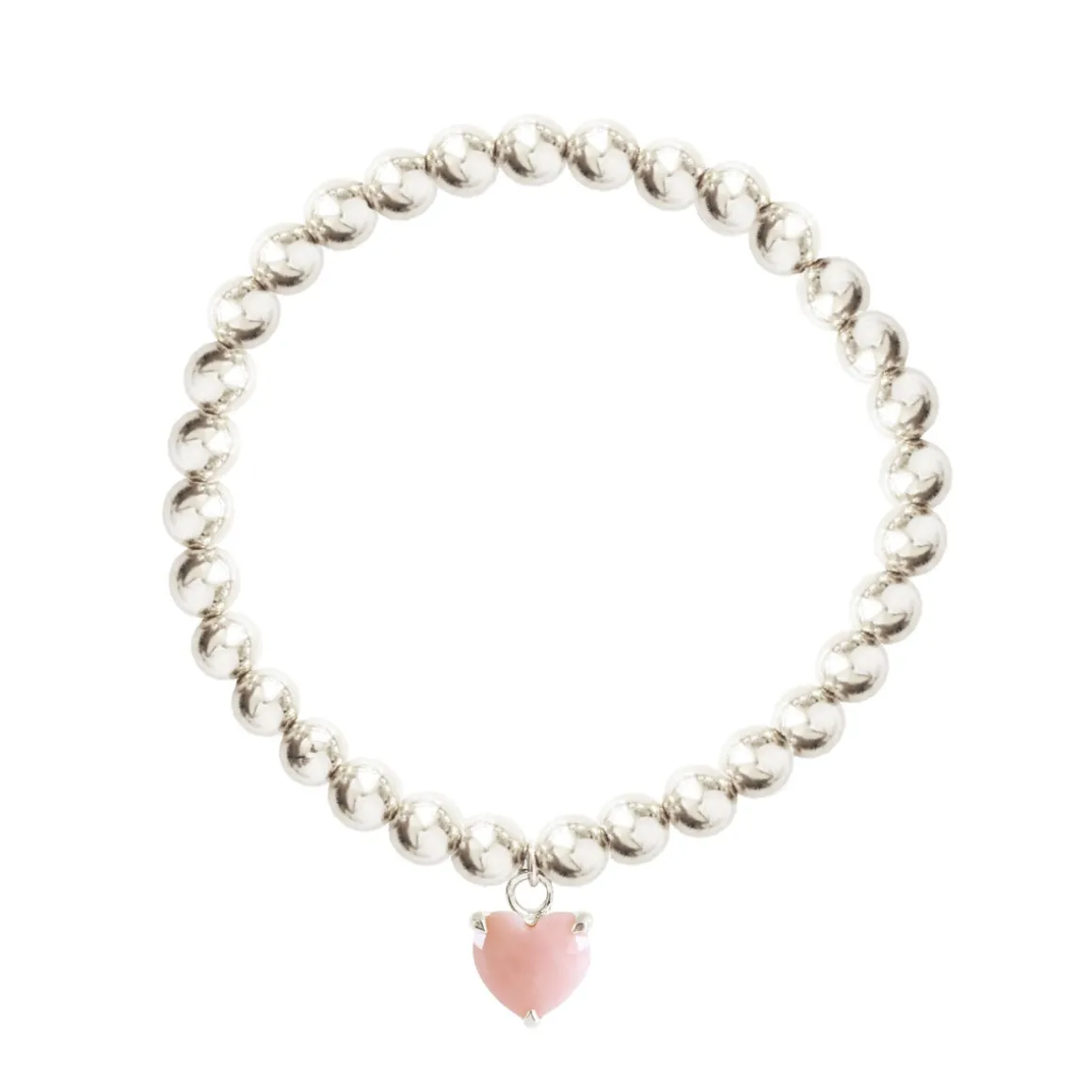FRAICHE SWEETHEART STRETCH BRACELET – PINK OPAL & SILVER