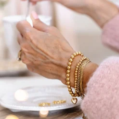 FRAICHE SWEETHEART STRETCH BRACELET – PINK OPAL & GOLD