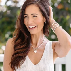 FRAICHE SWEETHEART STRETCH BRACELET – PINK OPAL & SILVER