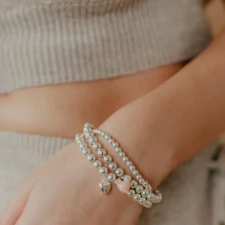 FRAICHE SWEETHEART STRETCH BRACELET – PINK OPAL & SILVER