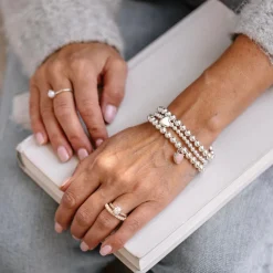FRAICHE SWEETHEART STRETCH BRACELET – PINK OPAL & SILVER
