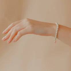 FRAICHE SWEETHEART STRETCH BRACELET – PINK OPAL & SILVER