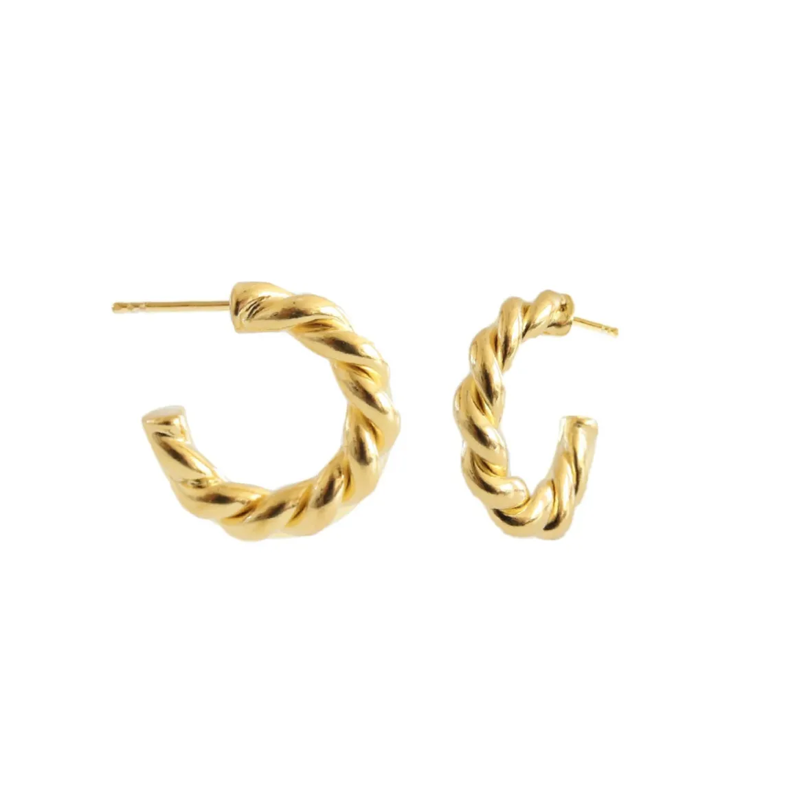 FRAICHE TWISTED CYLINDER HOOPS - GOLD