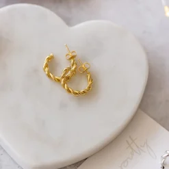 FRAICHE TWISTED CYLINDER HOOPS - GOLD
