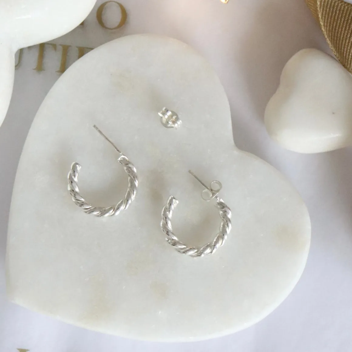 FRAICHE TWISTED CYLINDER HOOPS - SILVER