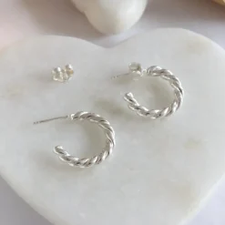 FRAICHE TWISTED CYLINDER HOOPS - SILVER