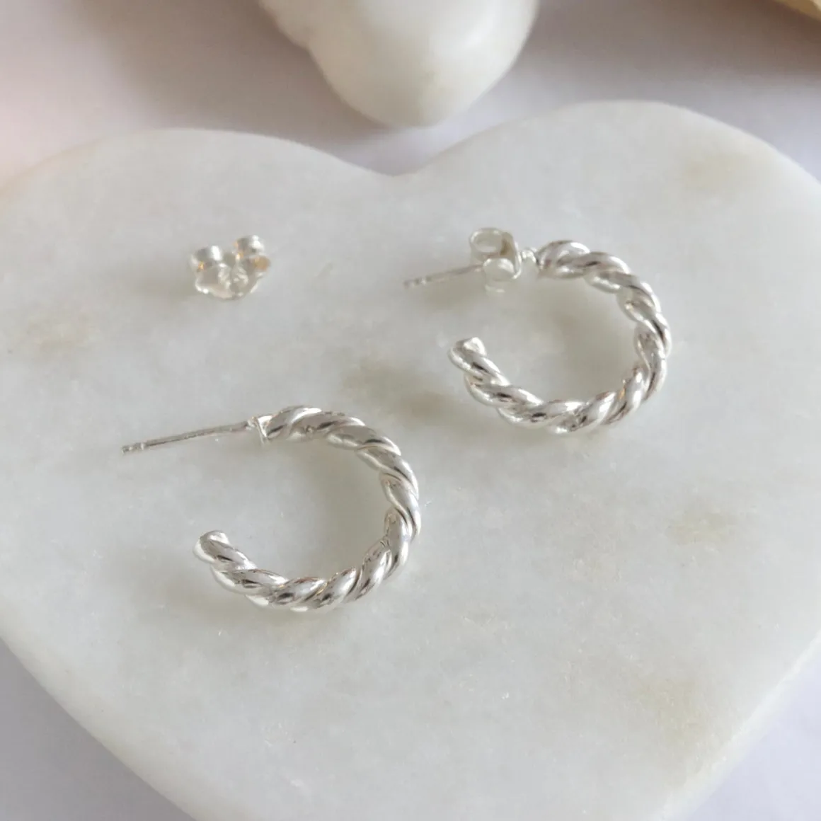 FRAICHE TWISTED CYLINDER HOOPS - SILVER