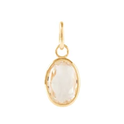 FRAICHE VINTAGE MARTHA OVAL CHARM - WHITE TOPAZ & GOLD