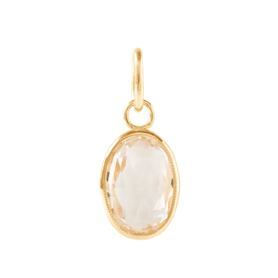 FRAICHE VINTAGE MARTHA OVAL CHARM - WHITE TOPAZ & GOLD