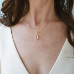 FRAICHE VINTAGE MARTHA OVAL CHARM - WHITE TOPAZ & SILVER