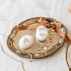 FRAICHE VINTAGE MARTHA OVAL CHARM - WHITE TOPAZ & GOLD