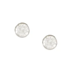 FRAICHE VINTAGE MARY ROUND STUDS - WHITE TOPAZ & SILVER