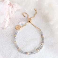 ICONIC ADJUSTABLE NUGGET BRACELET - LABRADORITE & GOLD