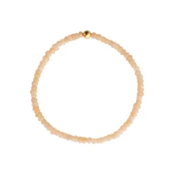 ICONIC BEADED STRETCH BRACELET - PEACH MOONSTONE & GOLD