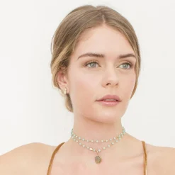 ICONIC LONG BEADED NECKLACE - RAINBOW MOONSTONE & SILVER 34
