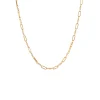 ICONIC PAPERCLIP BEADED NECKLACE - PEACH MOONSTONE & GOLD