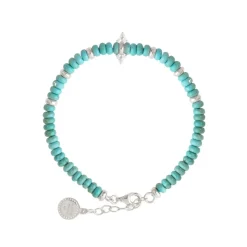 JOY BEADED CHARM BRACELET - TURQUOISE & SILVER