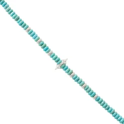 JOY BEADED CHARM BRACELET - TURQUOISE & SILVER