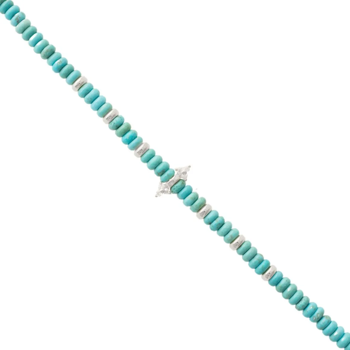 JOY BEADED CHARM BRACELET - TURQUOISE & SILVER