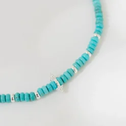 JOY BEADED CHARM BRACELET - TURQUOISE & SILVER