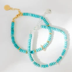 JOY BEADED CHARM BRACELET - TURQUOISE & SILVER