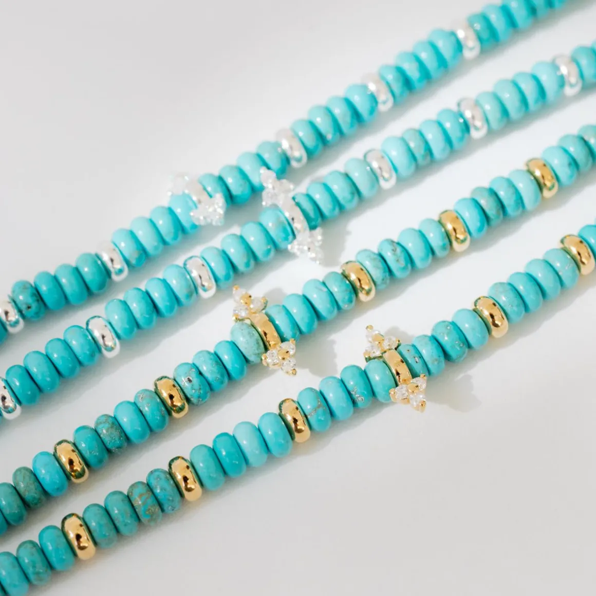 JOY BEADED CHARM BRACELET - TURQUOISE & SILVER