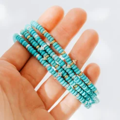 JOY BEADED CHARM BRACELET - TURQUOISE & SILVER