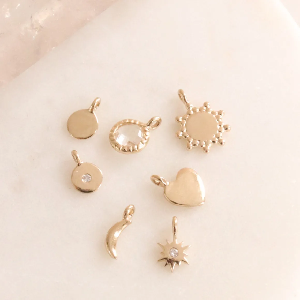 14K SOLID GOLD - BELIEVE STELLAR NAMESAKE CHARM - DIAMOND