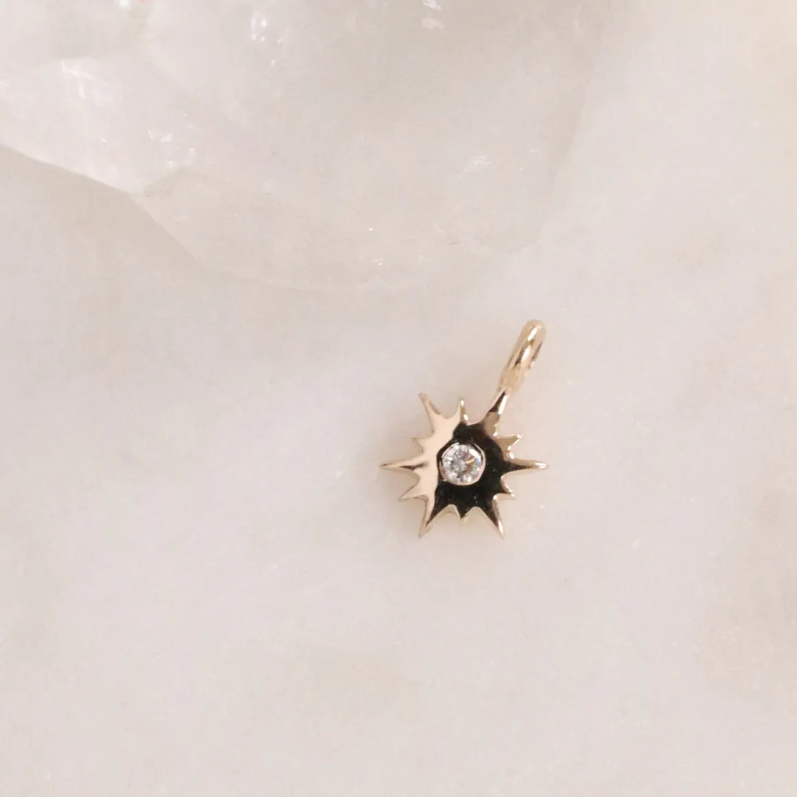 14K SOLID GOLD - BELIEVE STELLAR NAMESAKE CHARM - DIAMOND