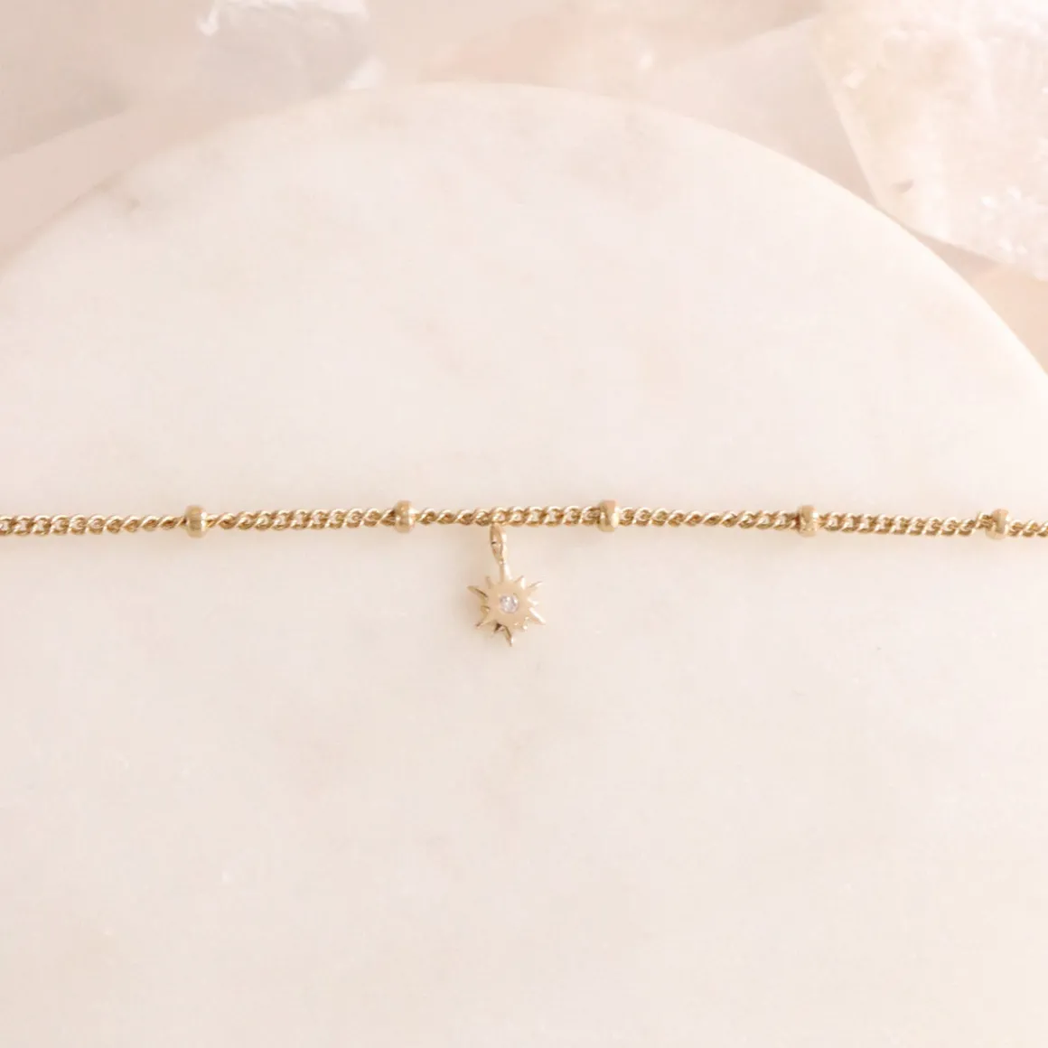 14K SOLID GOLD - BELIEVE STELLAR NAMESAKE CHARM - DIAMOND