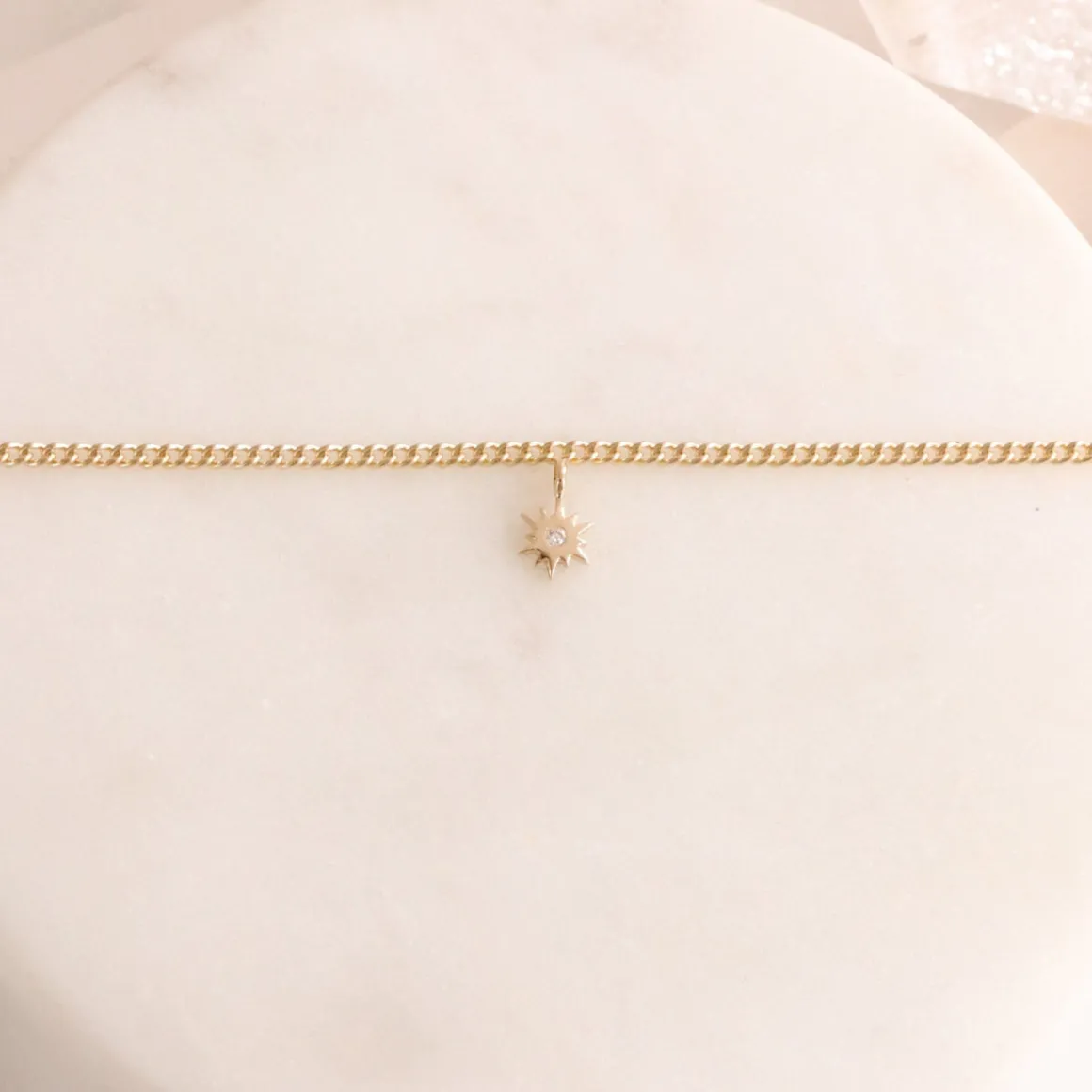 14K SOLID GOLD - BELIEVE STELLAR NAMESAKE CHARM - DIAMOND