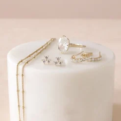 14K SOLID GOLD - LOVE HUGGIE HOOPS - DIAMOND