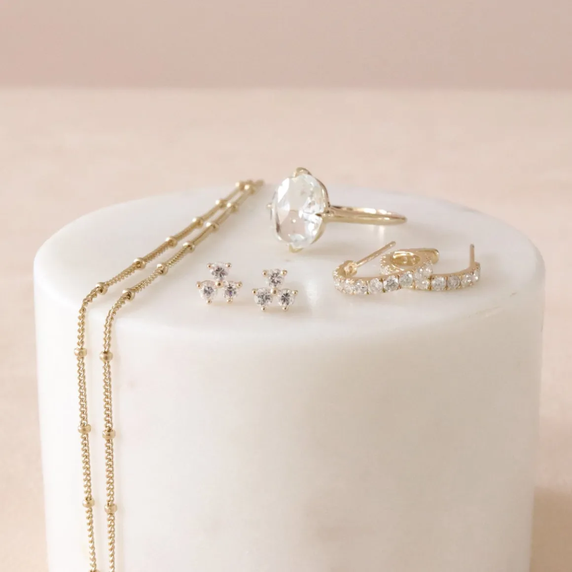 14K SOLID GOLD - LOVE HUGGIE HOOPS - DIAMOND