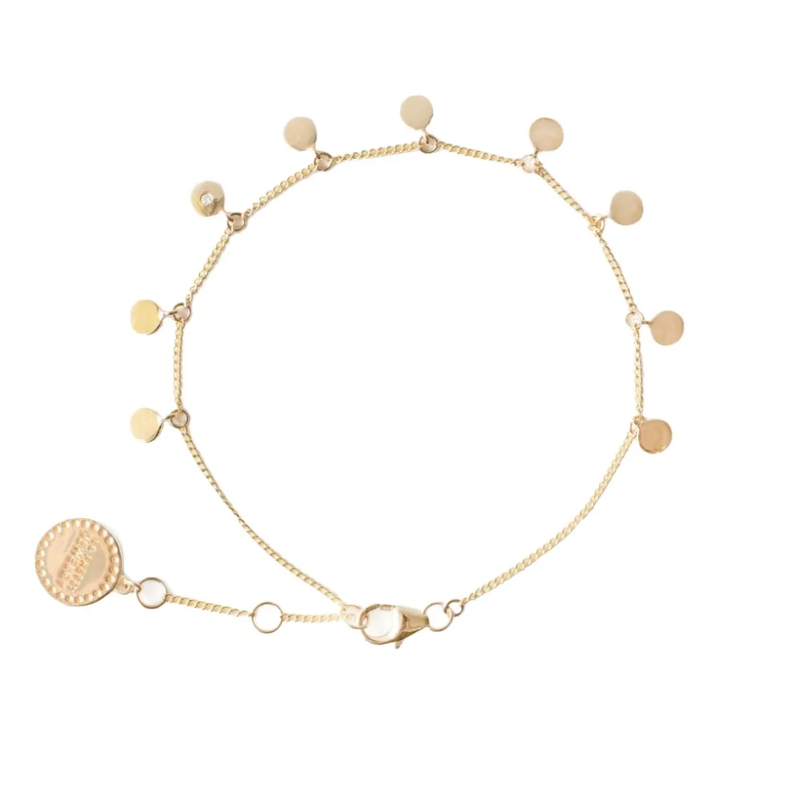 14K SOLID GOLD - POISE DISK BRACELET - DIAMOND