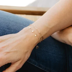 14K SOLID GOLD - POISE DISK BRACELET - DIAMOND