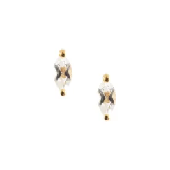14K SOLID GOLD - TINY LOVE MARQUISE STUDS - DIAMOND