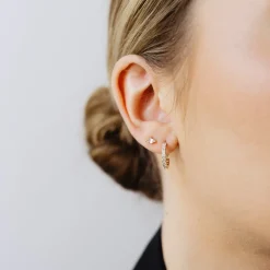 14K SOLID GOLD - TINY LOVE MARQUISE STUDS - DIAMOND