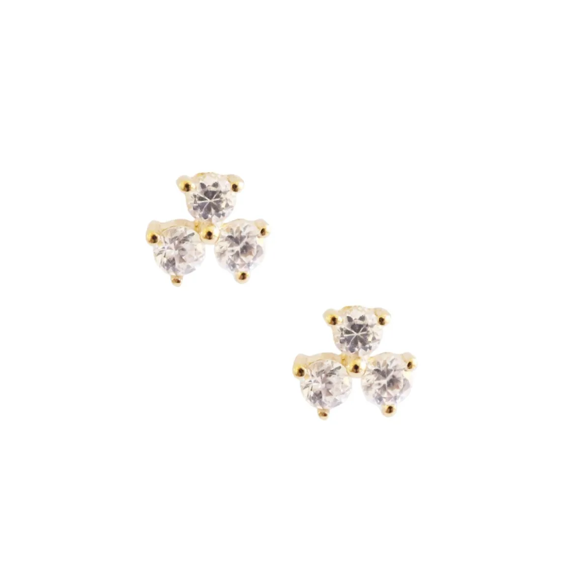 14K SOLID GOLD - TINY TRIO LOVE STUDS - DIAMOND